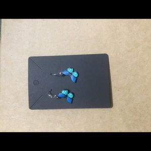 Blue and aqua butterfly earrings - handmade
